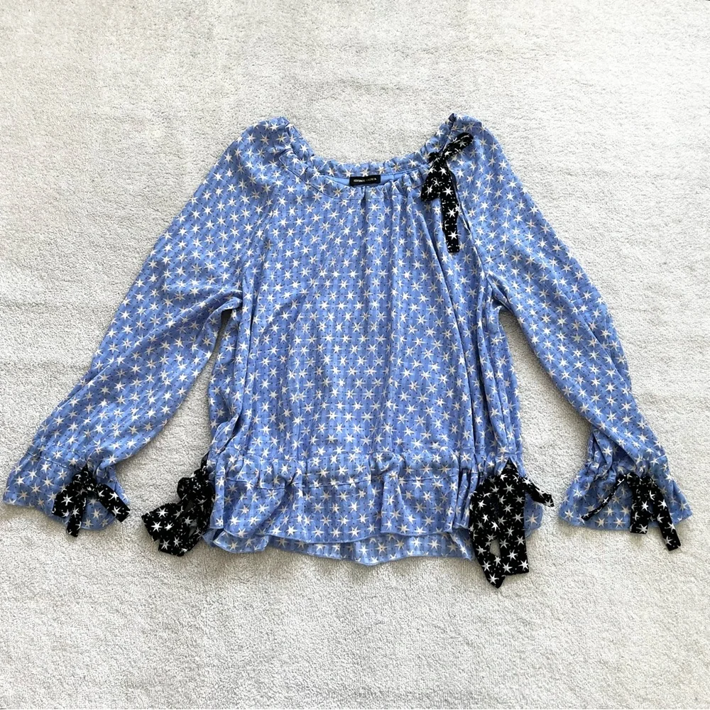STINE GOYA MALLOW STARS TOP BLUE SIZE SMALL TRENDY CHIC CONTEMPORARY ARTSY - Picture 11 of 11